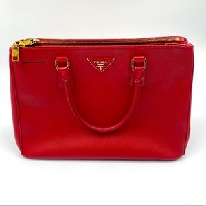 Prada Fuoco Saffiano Lux Leather Double Zip Medium